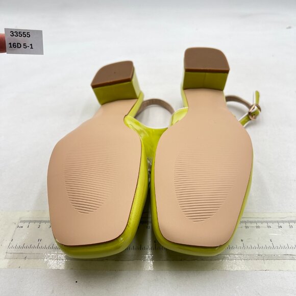 YDN Yellow Square Toe Block Low Heels Slingback Formal Loafer Dressy Pump - Picture 7 of 8